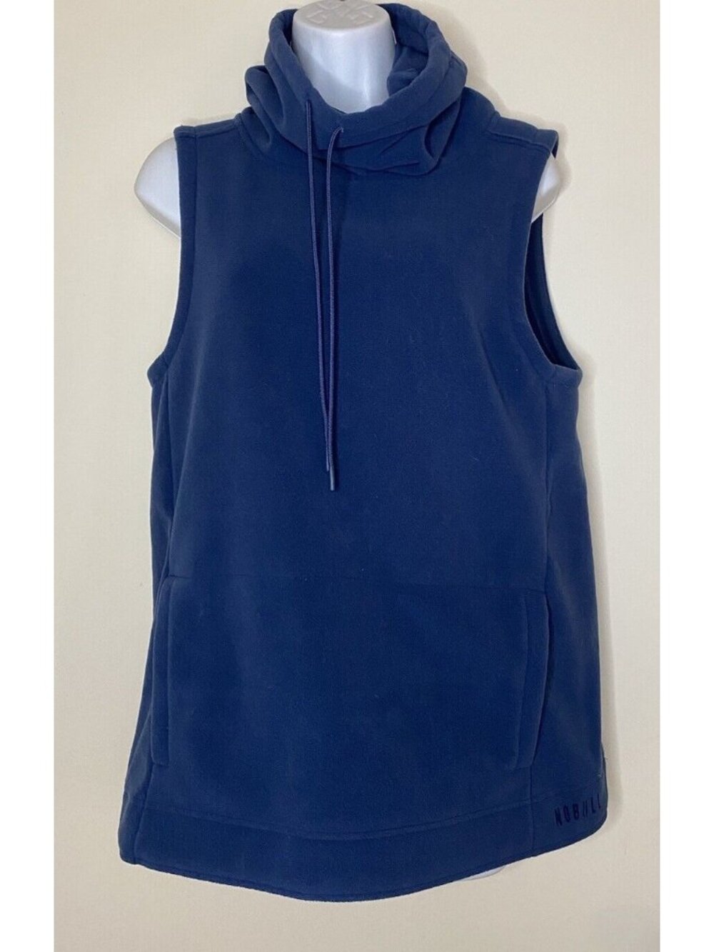 NOBULL Women’s Microplush Fleece Vest Blue S – Sleeveless Cowl Neck Zip up